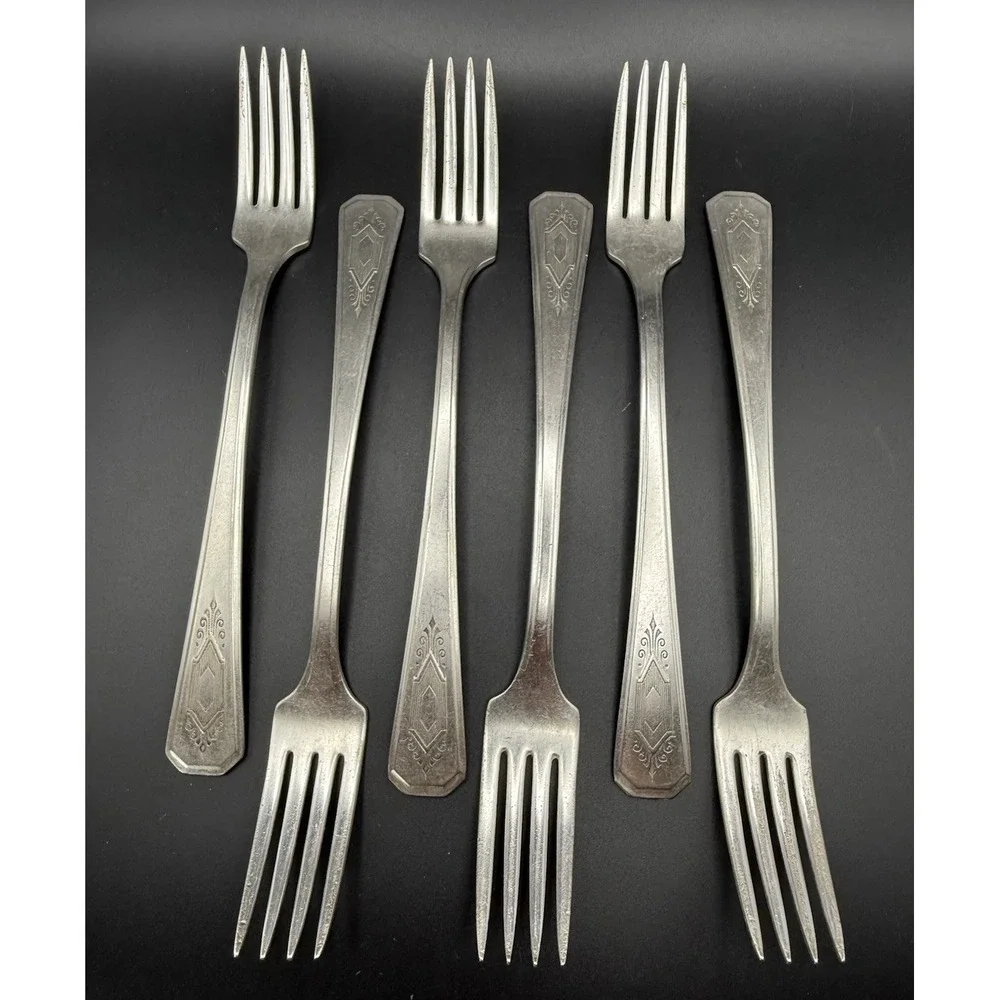 VTG Oneida WM. A. Rogers Croydon Mary Lee Silverplate Dinner Fork 1932 Set Of 6